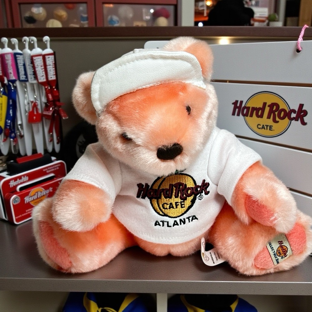 Vintage Hard Rock Cafe 2003 Herrington Atlanta Teddy Bear Sm Plush W/ Hoodie&Cap